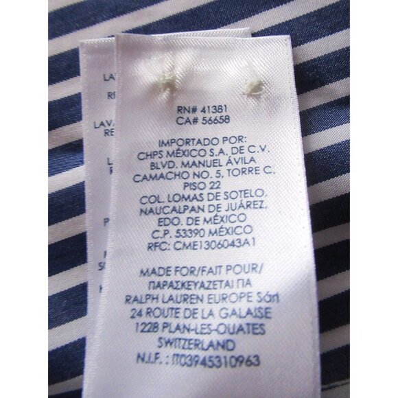 CHAPS Women Shirt Striped Blue/White Cotton Button-Down Casual No Iron - Picture 11 of 12